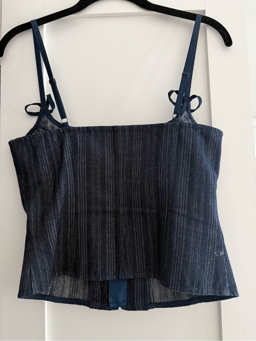 Lioness Navy Pinstripe Bow-Shoulder Cami - Picture 2 of 5